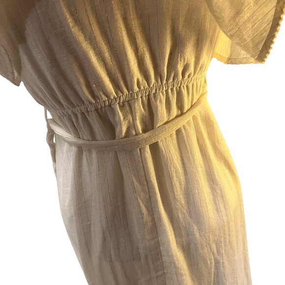 corey lynn calter Womens Size XS Cream Metallic Stripe Strapless Maxi Dress - Picture 6 of 11